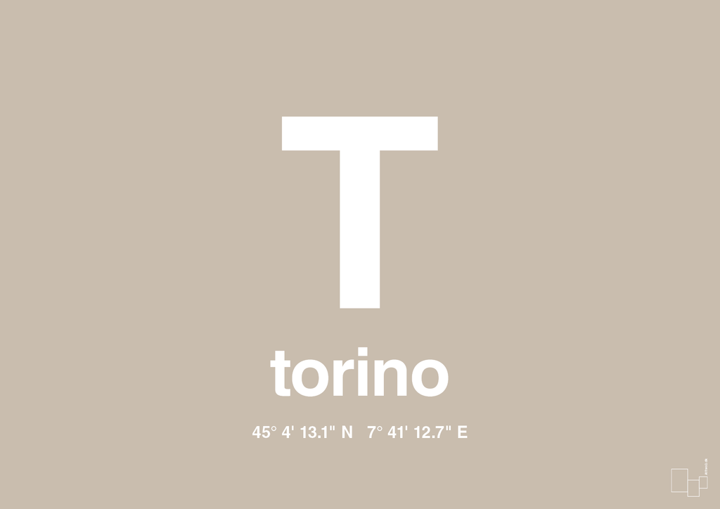 plakat: byplakat torino med koordinater - creamy mushroom-Byer-A1two3