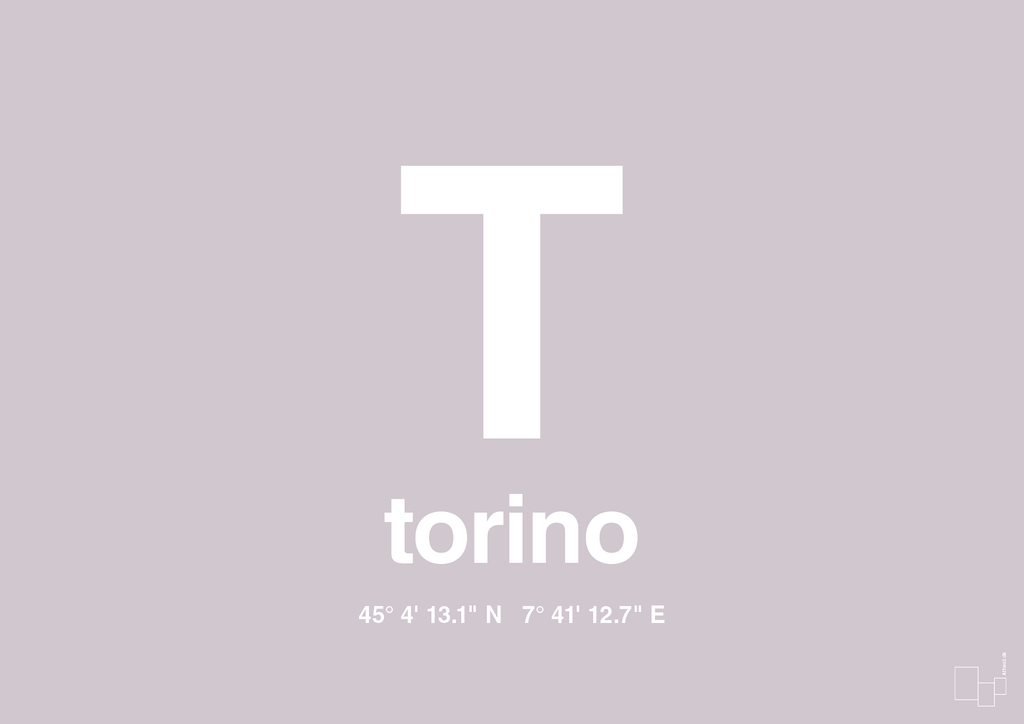 plakat: byplakat torino med koordinater - dusty lilac-Byer-A1two3