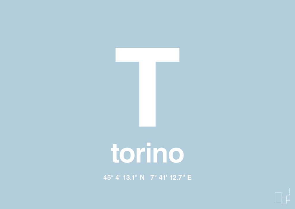 plakat: byplakat torino med koordinater - heavenly blue-Byer-A1two3