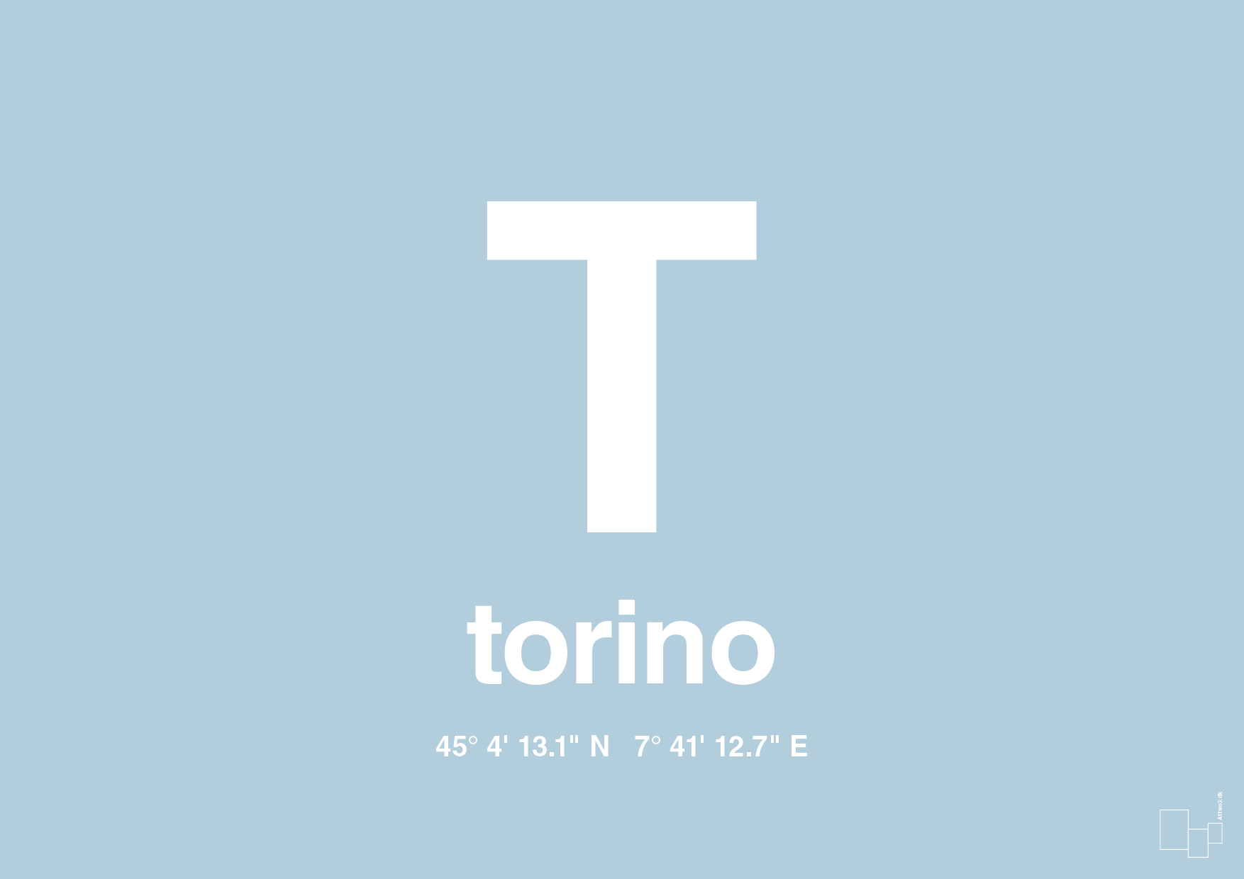 plakat: byplakat torino med koordinater - heavenly blue-Byer-A1two3