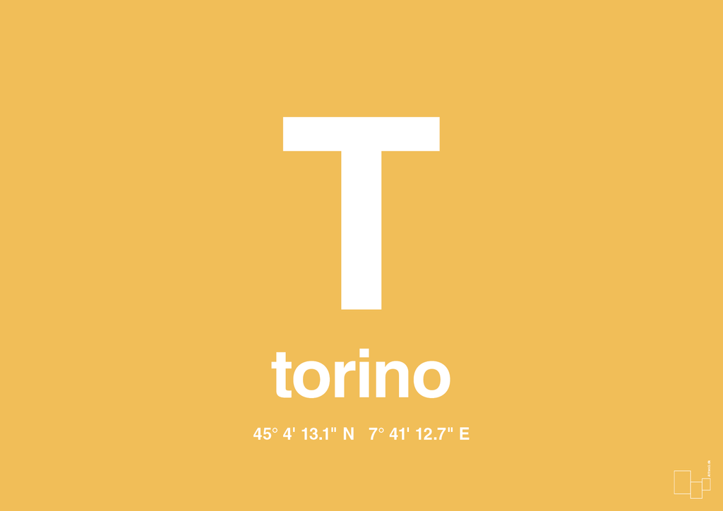 plakat: byplakat torino med koordinater - honeycomb-Byer-A1two3