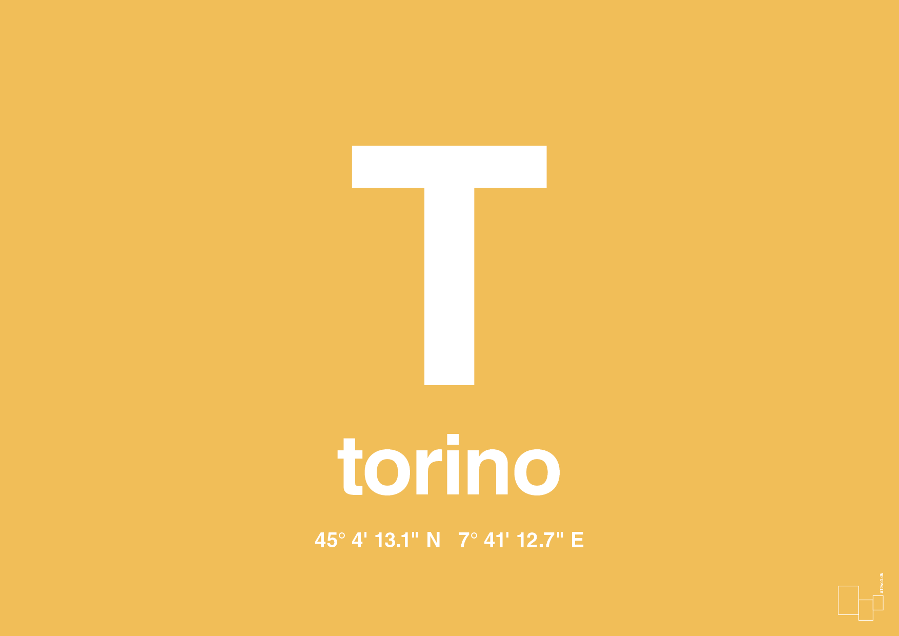 plakat: byplakat torino med koordinater - honeycomb-Byer-A1two3