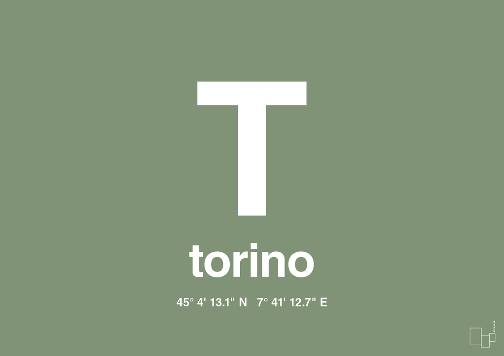 plakat: byplakat torino med koordinater - jade-Byer-A1two3