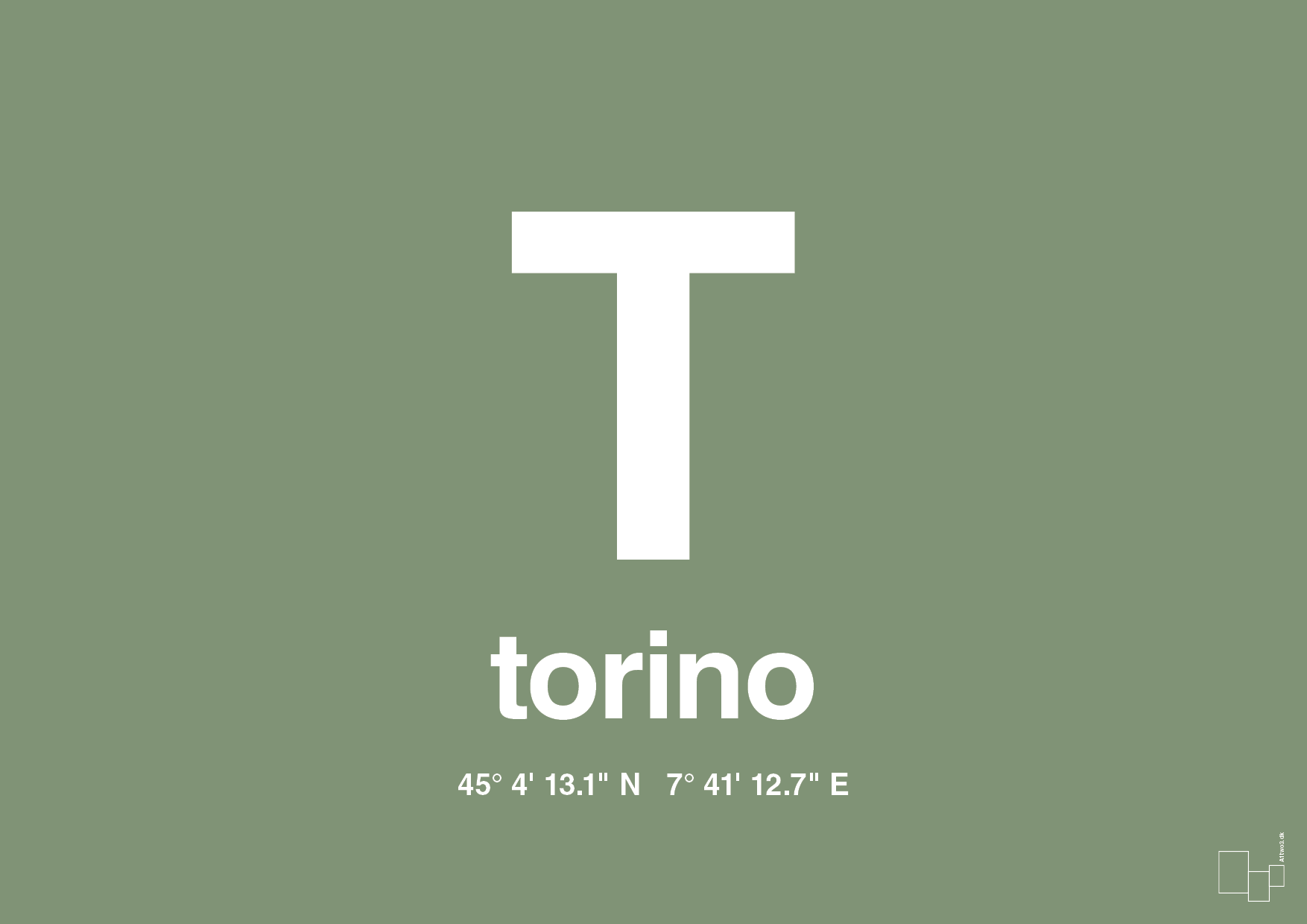 plakat: byplakat torino med koordinater - jade-Byer-A1two3
