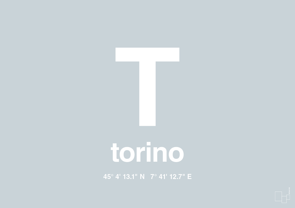 plakat: byplakat torino med koordinater - light drizzle-Byer-A1two3