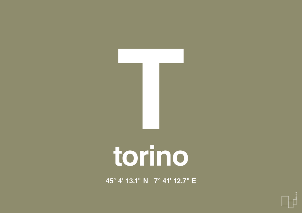plakat: byplakat torino med koordinater - misty forrest-Byer-A1two3