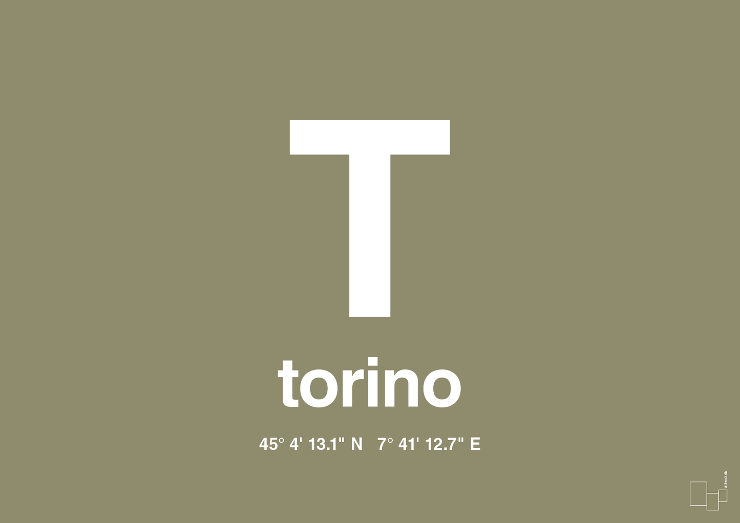 plakat: byplakat torino med koordinater - misty forrest-Byer-A1two3