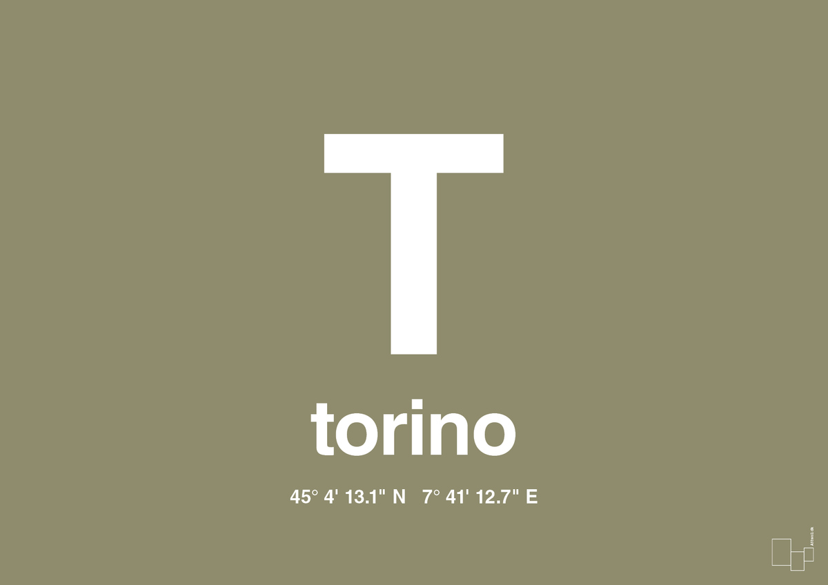plakat: byplakat torino med koordinater - misty forrest-Byer-A1two3