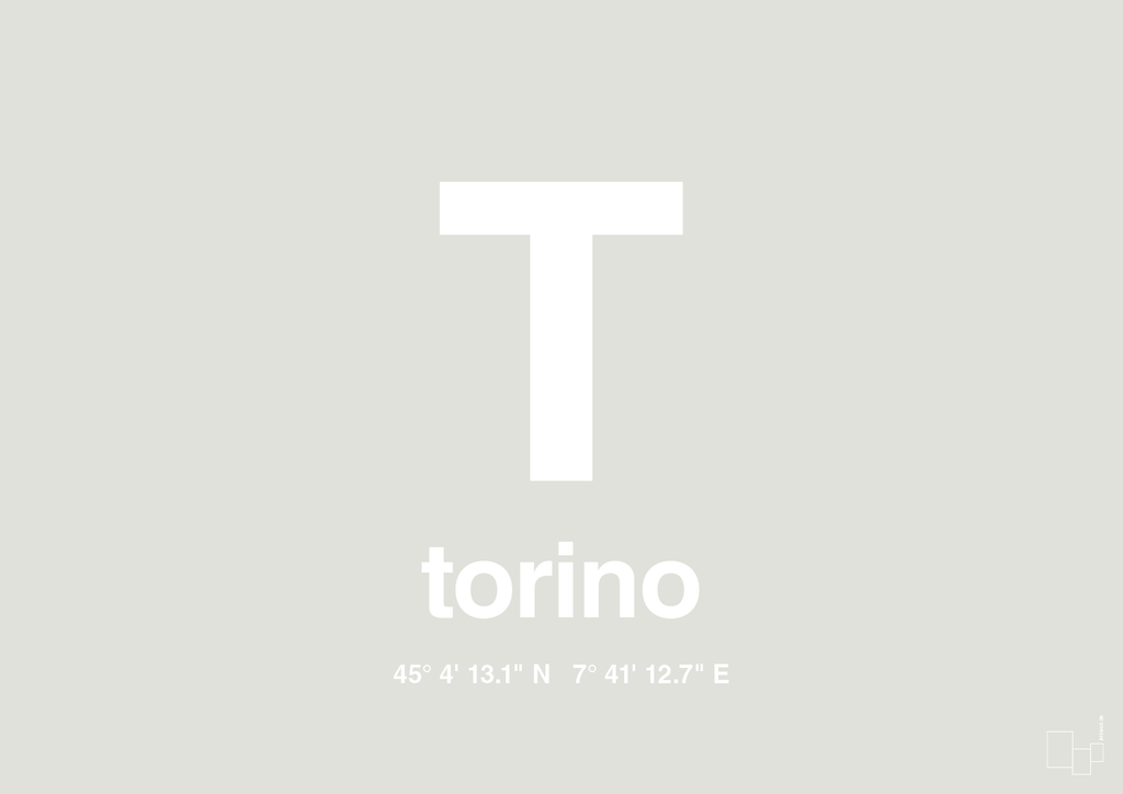 plakat: byplakat torino med koordinater - painters white-Byer-A1two3