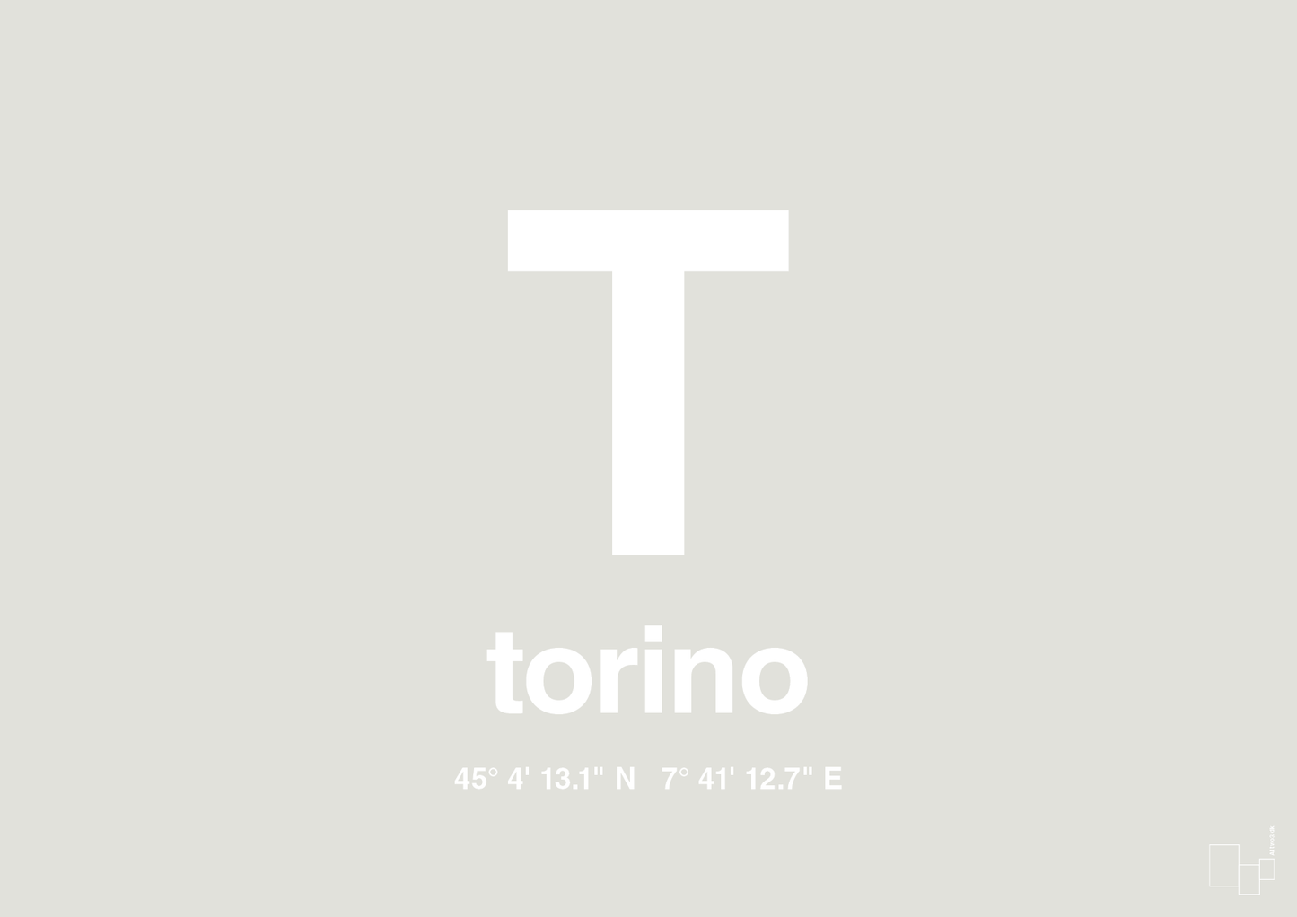 plakat: byplakat torino med koordinater - painters white-Byer-A1two3