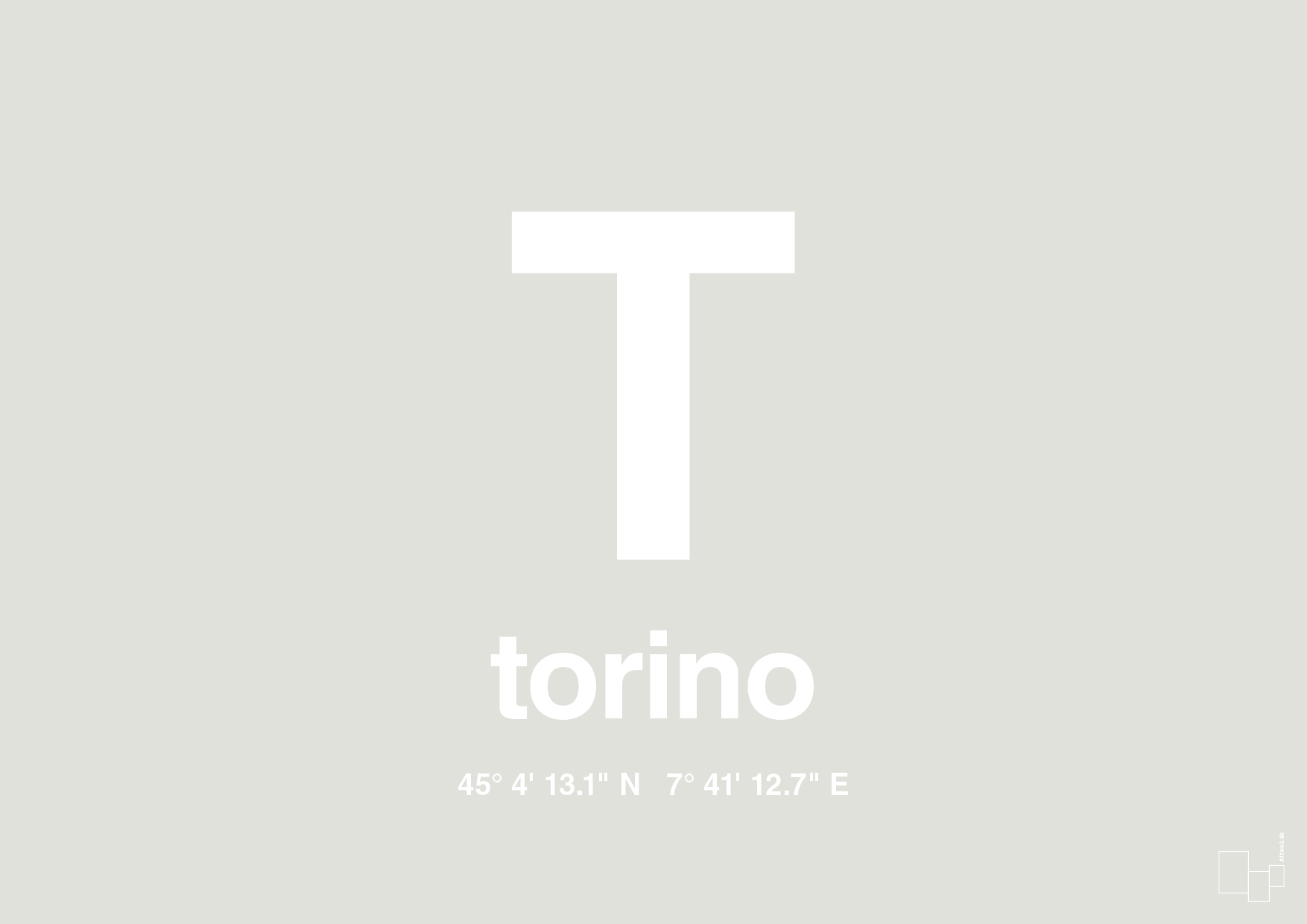plakat: byplakat torino med koordinater - painters white-Byer-A1two3