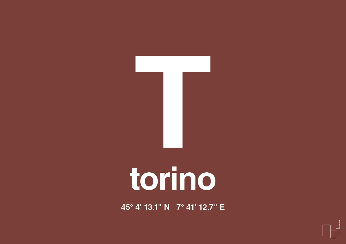 plakat: byplakat torino med koordinater - red pepper-Byer-A1two3