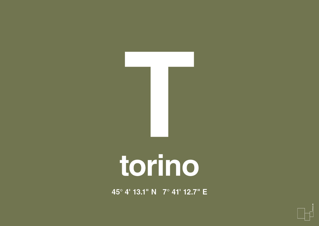 plakat: byplakat torino med koordinater - secret meadow-Byer-A1two3