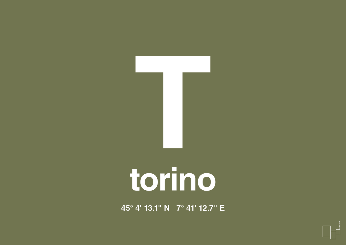 plakat: byplakat torino med koordinater - secret meadow-Byer-A1two3