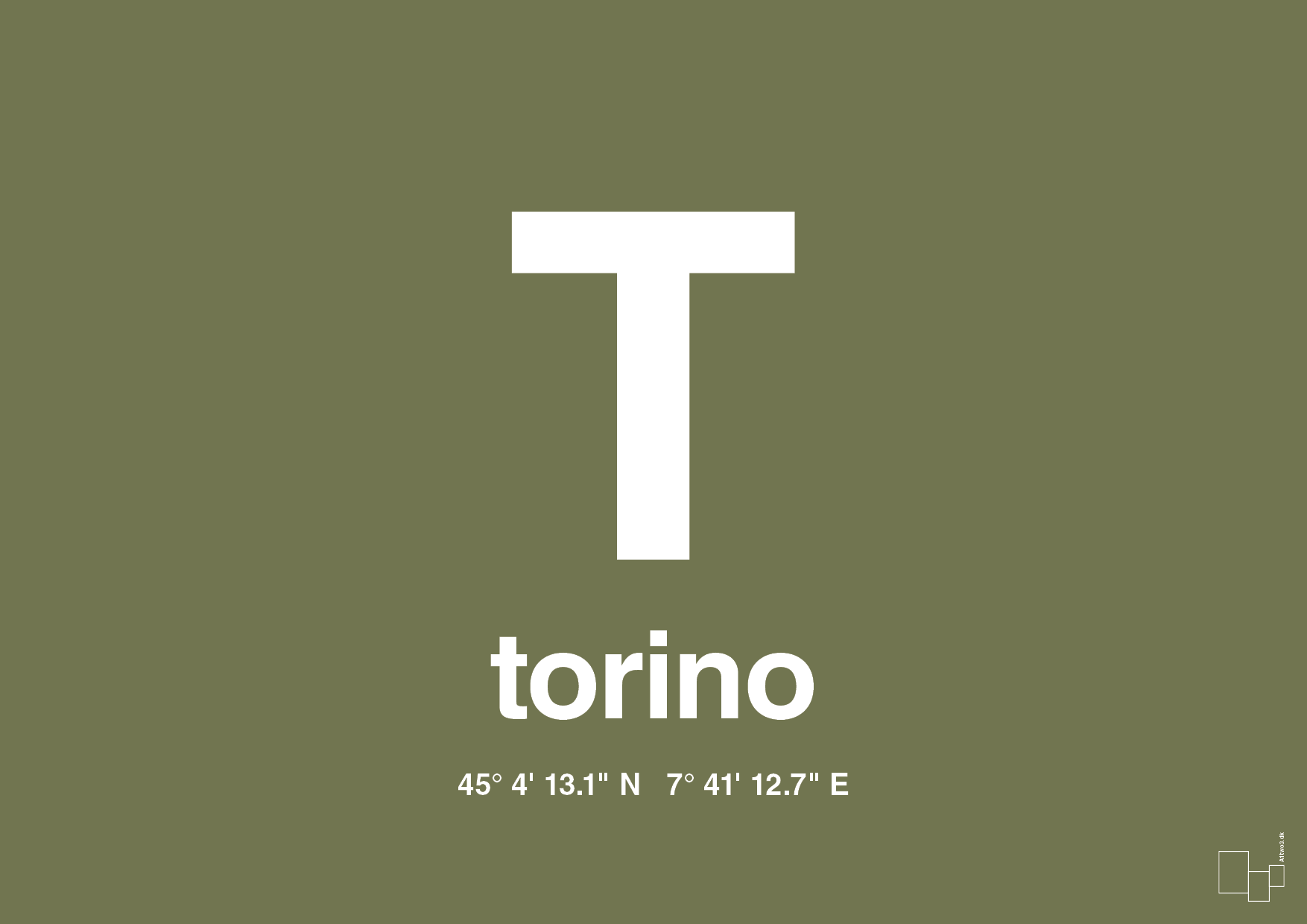 plakat: byplakat torino med koordinater - secret meadow-Byer-A1two3
