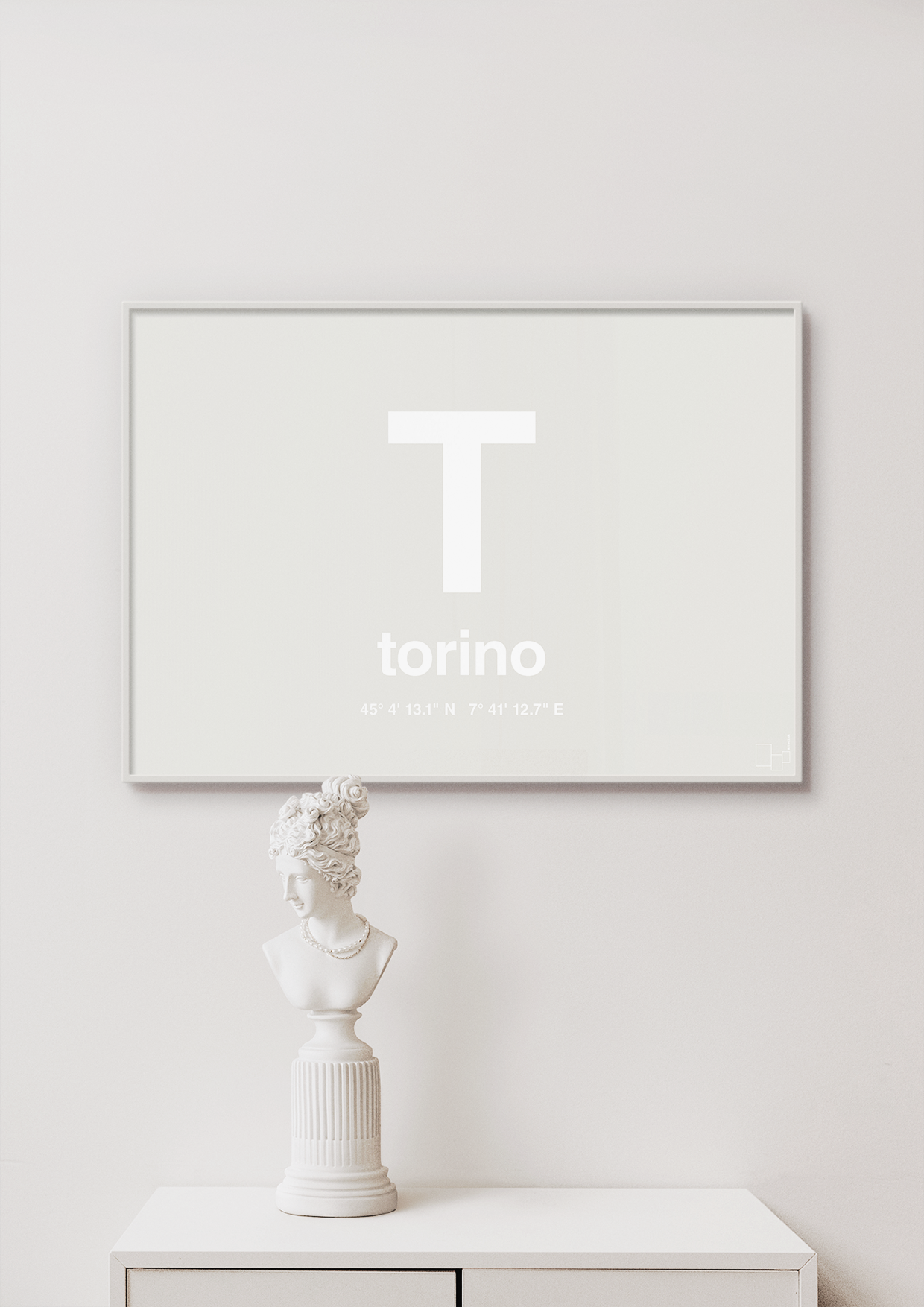 plakat: byplakat torino med koordinater - graphic charcoal-Byer-A1two3