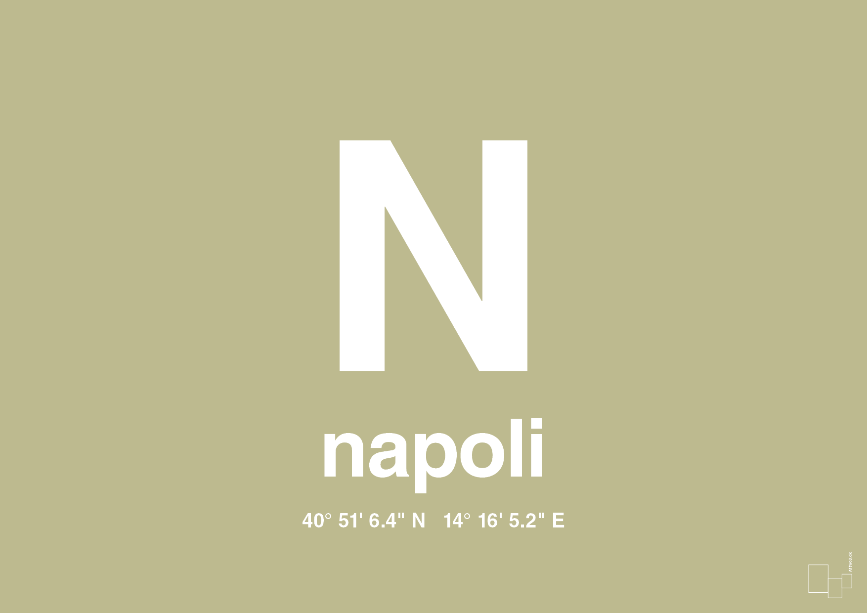plakat: byplakat napoli med koordinater - back to nature-Byer-A1two3