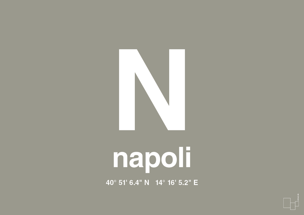 plakat: byplakat napoli med koordinater - battleship gray-Byer-A1two3