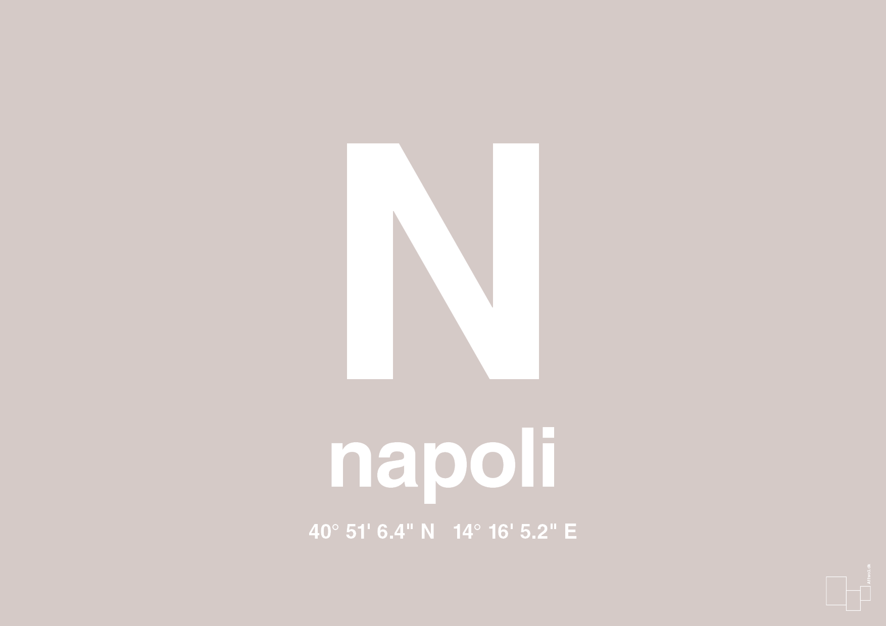 plakat: byplakat napoli med koordinater - broken beige-Byer-A1two3