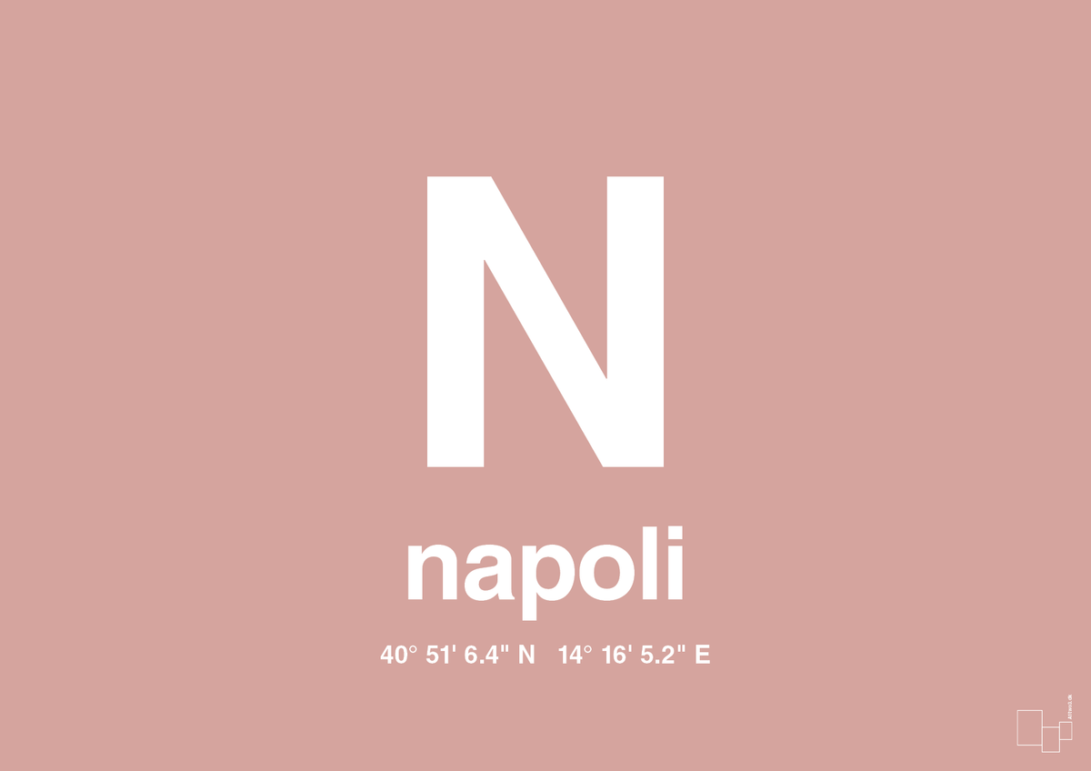 plakat: byplakat napoli med koordinater - bubble shell-Byer-A1two3