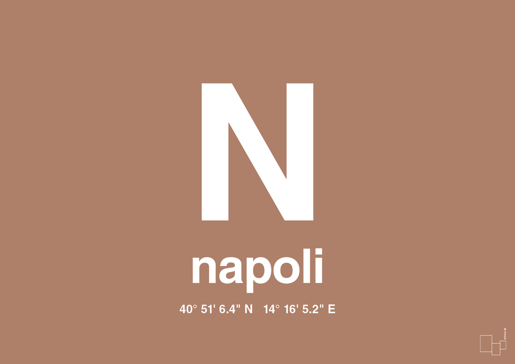 plakat: byplakat napoli med koordinater - cider spice-Byer-A1two3