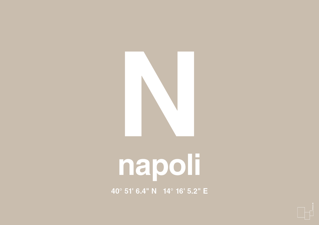 plakat: byplakat napoli med koordinater - creamy mushroom-Byer-A1two3