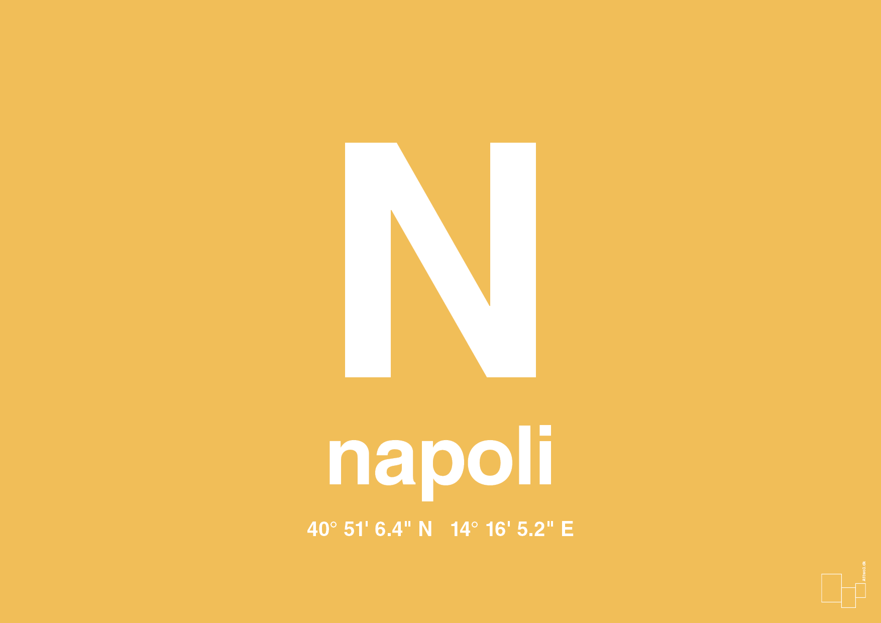 plakat: byplakat napoli med koordinater - honeycomb-Byer-A1two3