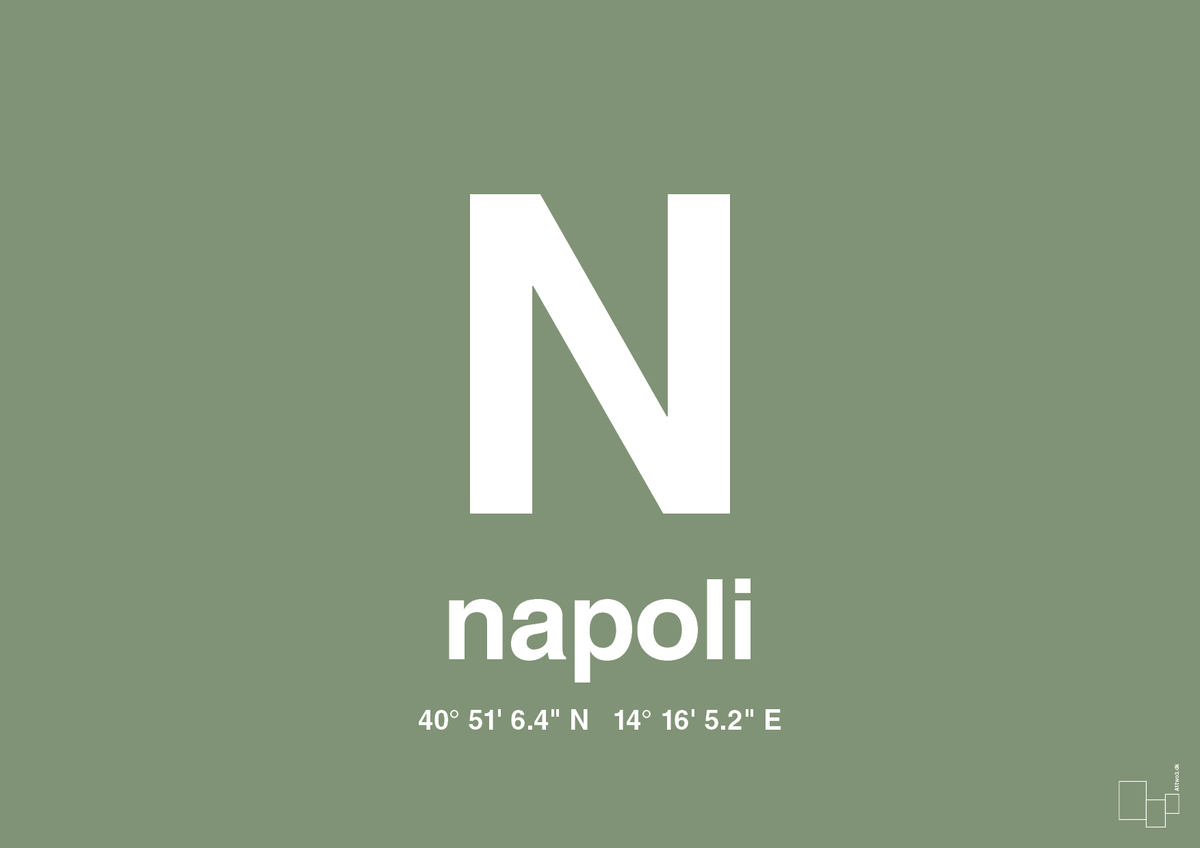 plakat: byplakat napoli med koordinater - jade-Byer-A1two3