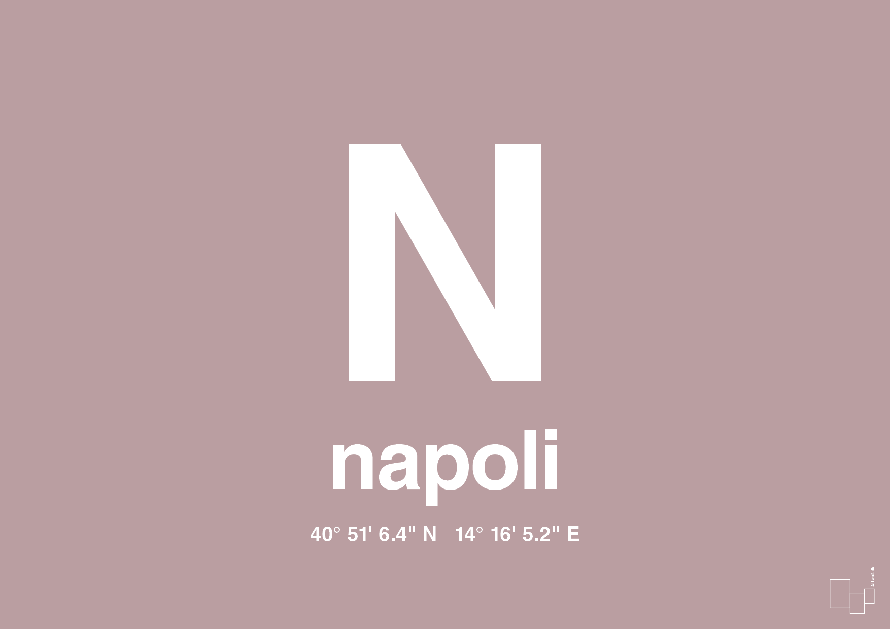 plakat: byplakat napoli med koordinater - light rose-Byer-A1two3