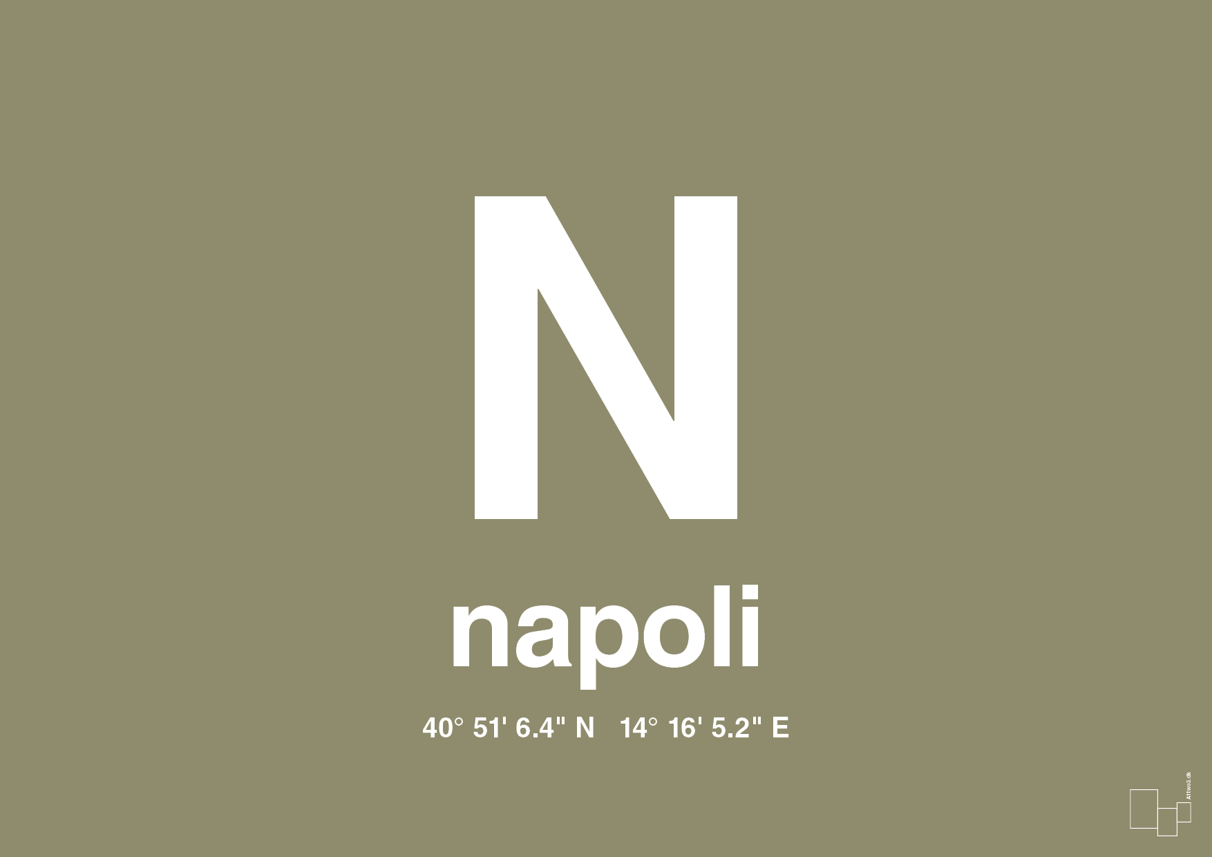 plakat: byplakat napoli med koordinater - misty forrest-Byer-A1two3