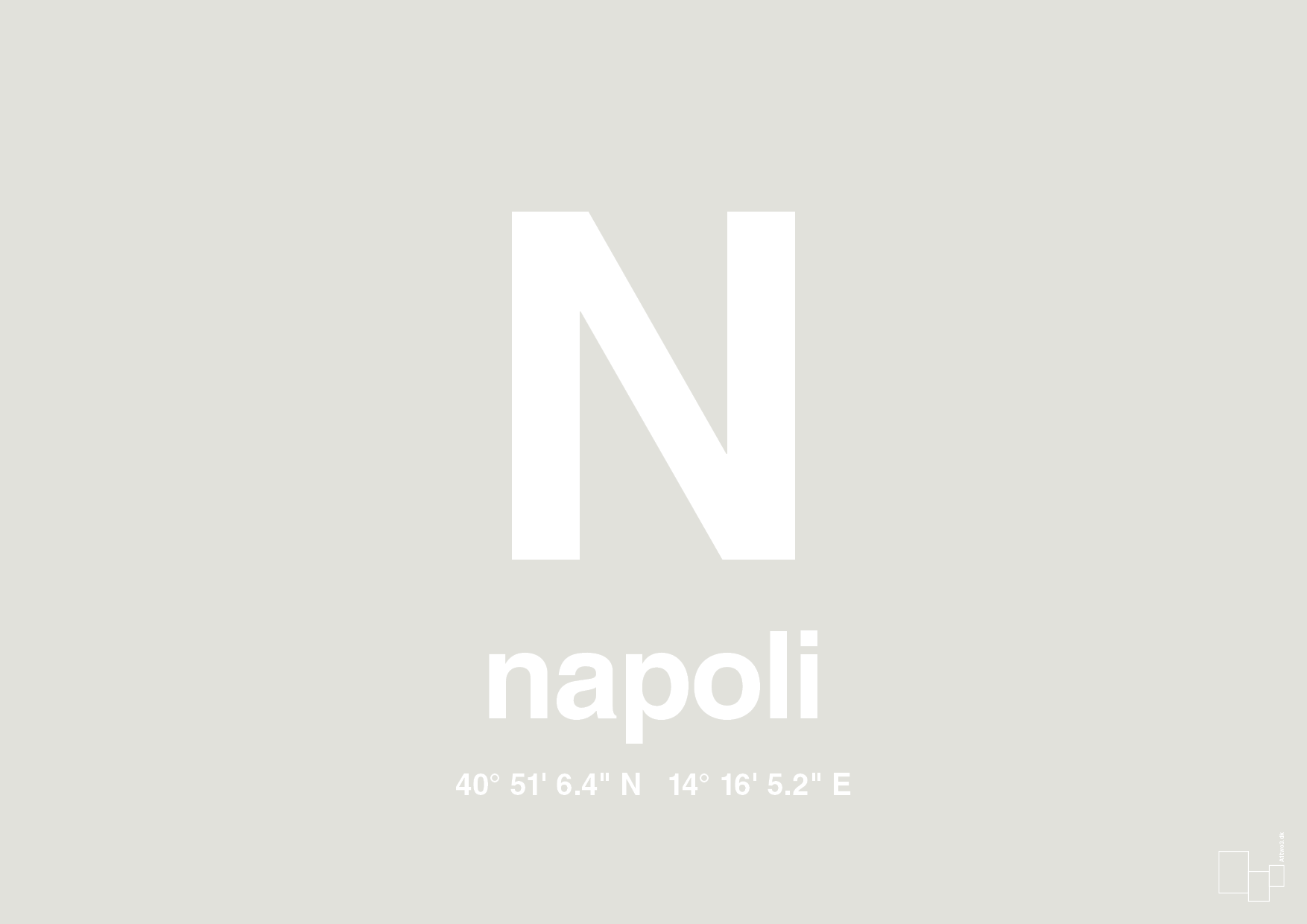 plakat: byplakat napoli med koordinater - painters white-Byer-A1two3