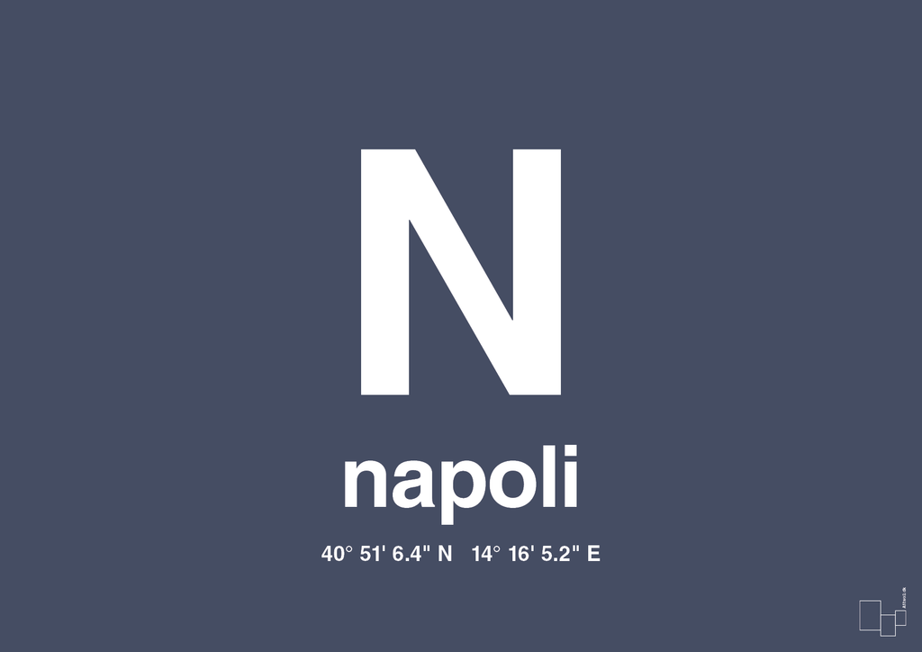 Byplakat napoli med koordinater - petrol-Byer-A1two3