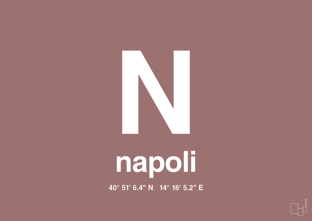 plakat: byplakat napoli med koordinater - plum-Byer-A1two3