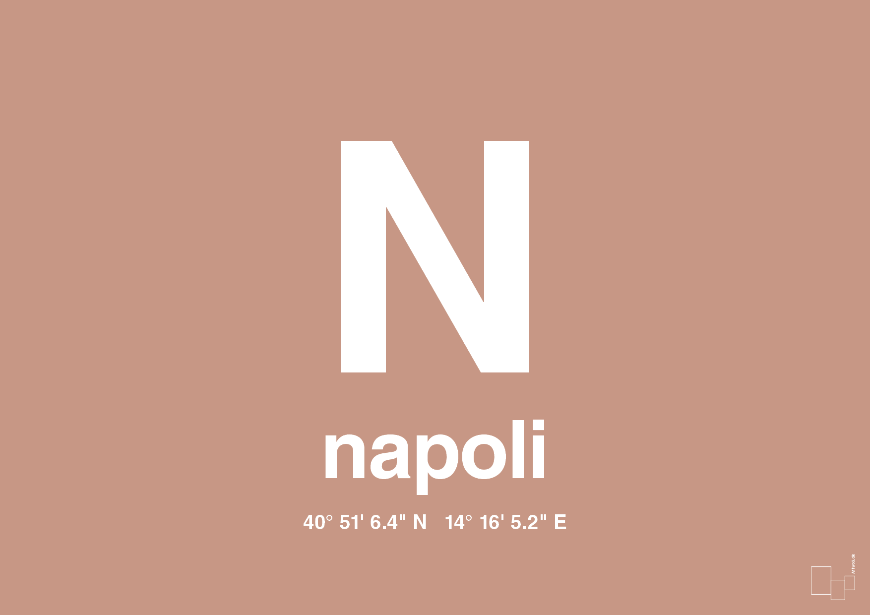 plakat: byplakat napoli med koordinater - powder-Byer-A1two3