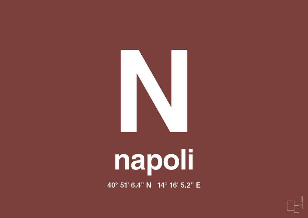 plakat: byplakat napoli med koordinater - red pepper-Byer-A1two3