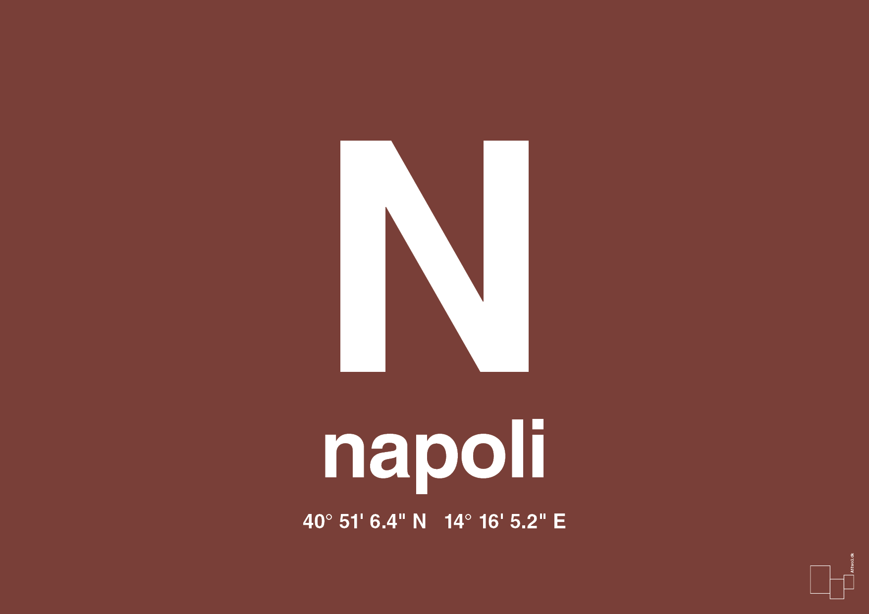 plakat: byplakat napoli med koordinater - red pepper-Byer-A1two3