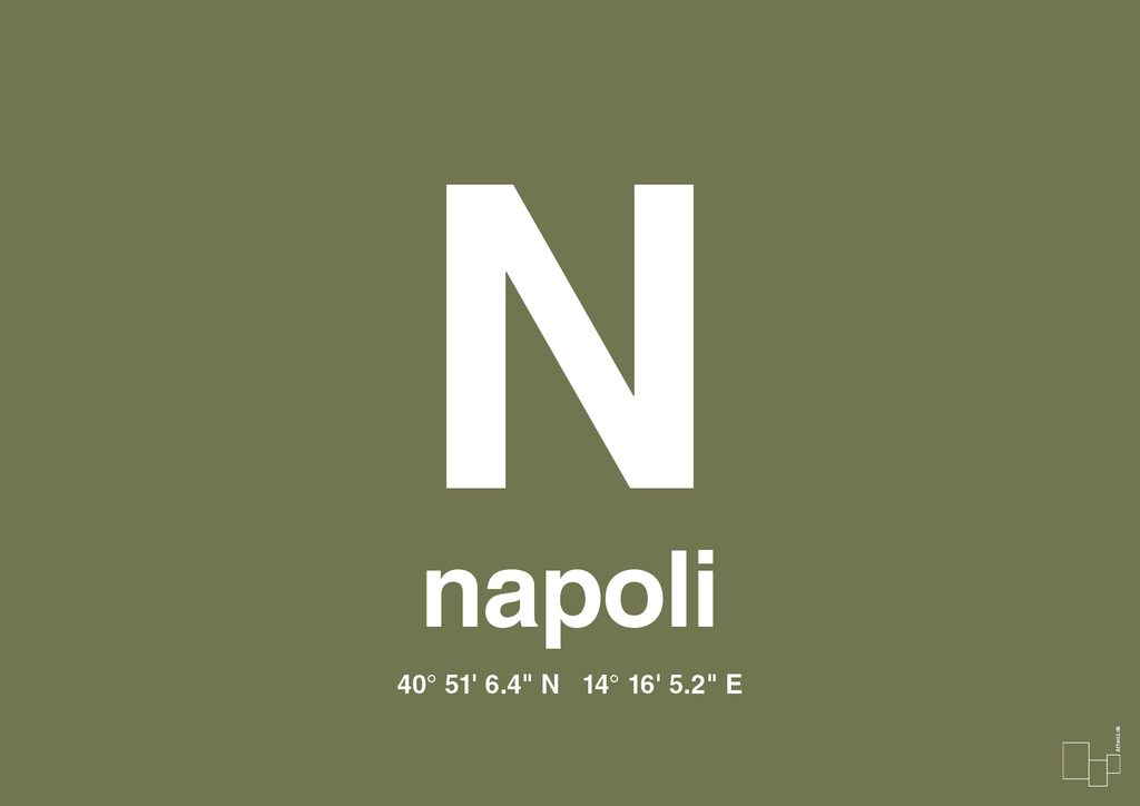 plakat: byplakat napoli med koordinater - secret meadow-Byer-A1two3