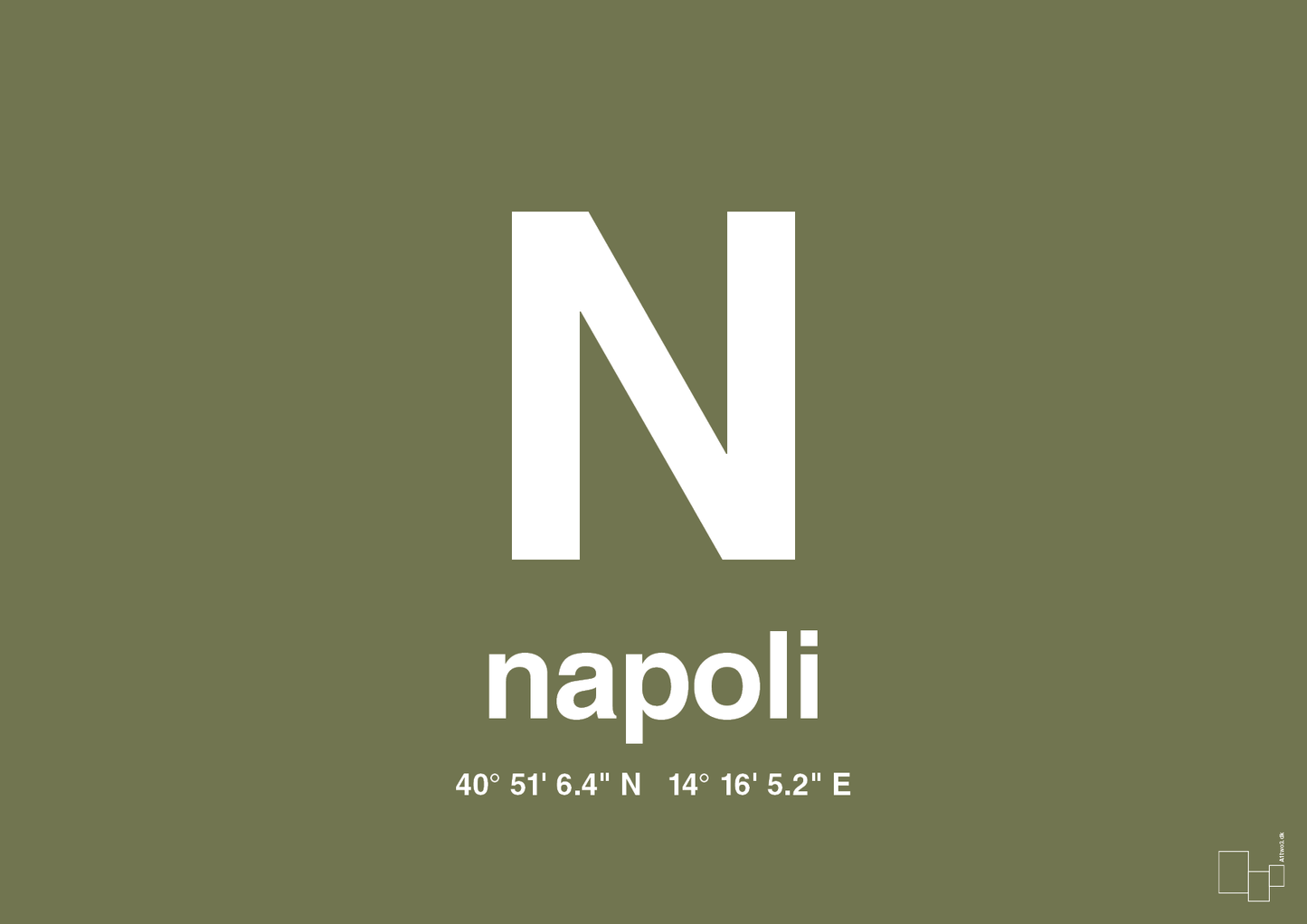 plakat: byplakat napoli med koordinater - secret meadow-Byer-A1two3