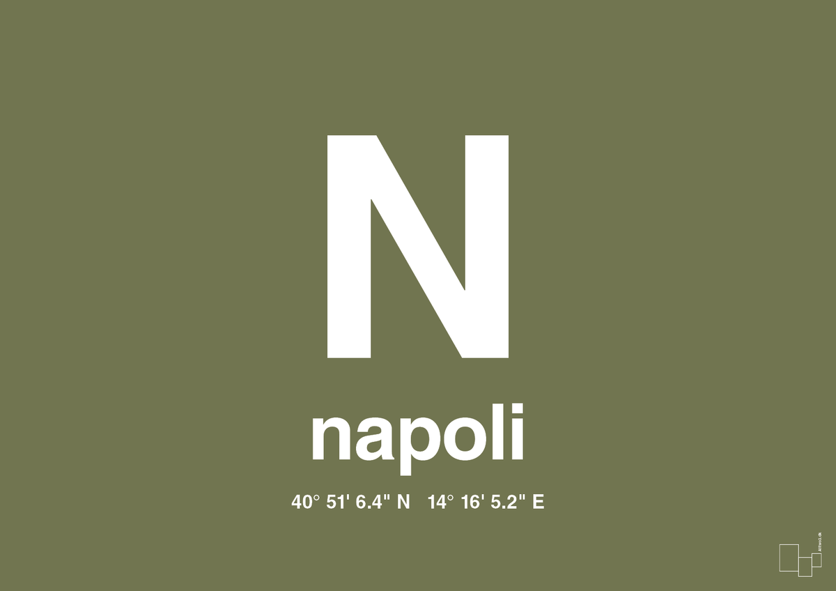 plakat: byplakat napoli med koordinater - secret meadow-Byer-A1two3