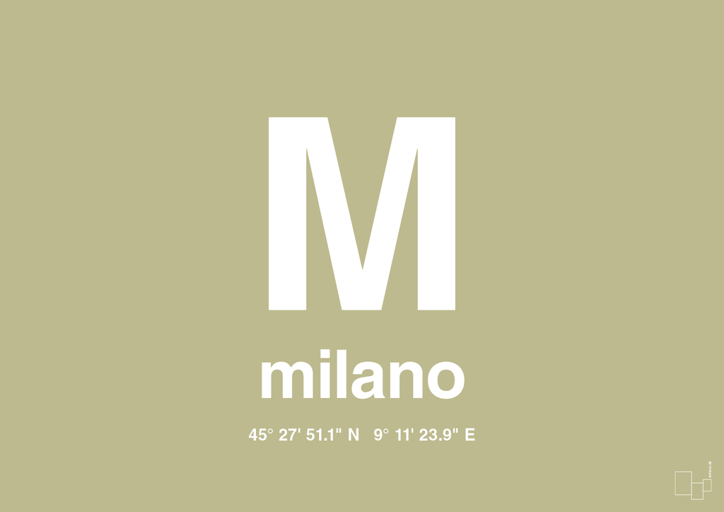 plakat: byplakat milano med koordinater - back to nature-Byer-A1two3