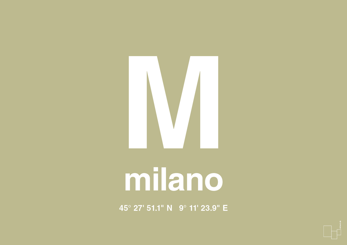 plakat: byplakat milano med koordinater - back to nature-Byer-A1two3