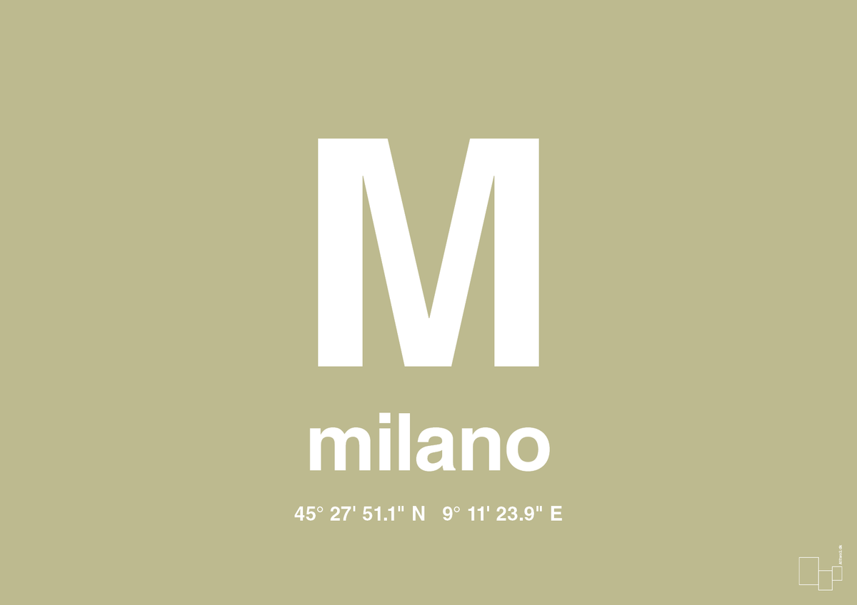 plakat: byplakat milano med koordinater - back to nature-Byer-A1two3