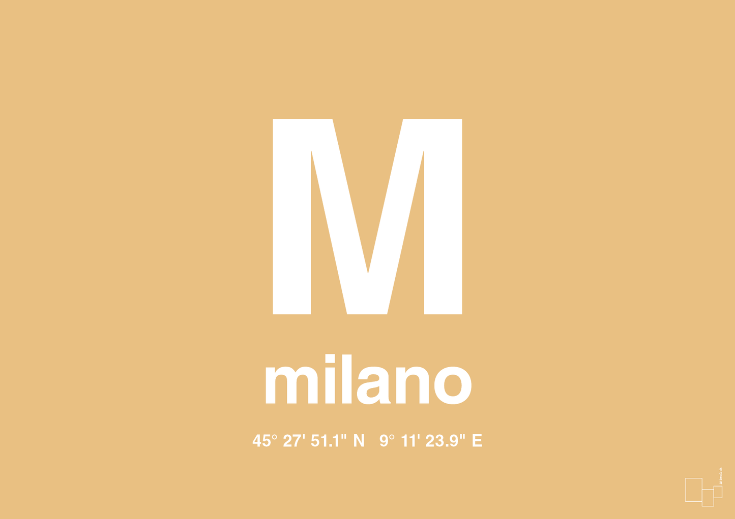 plakat: byplakat milano med koordinater - charismatic-Byer-A1two3