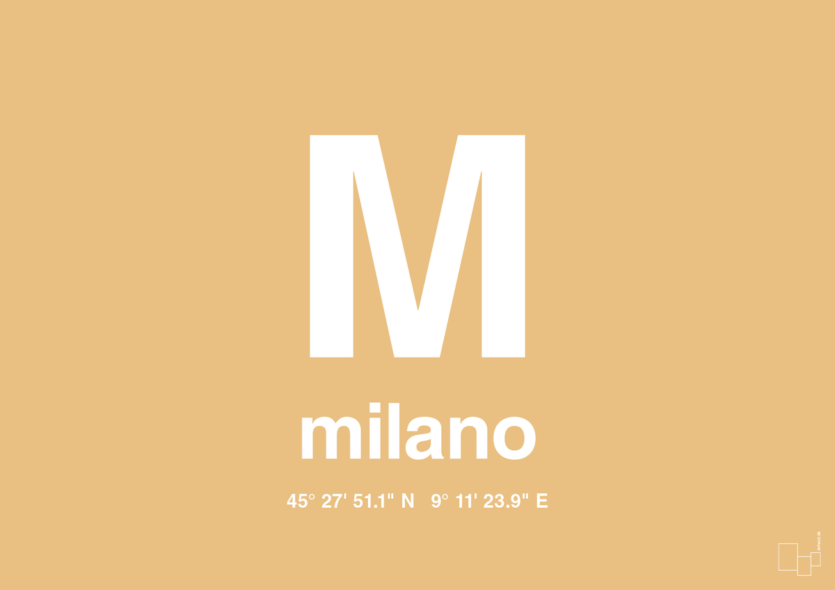 plakat: byplakat milano med koordinater - charismatic-Byer-A1two3