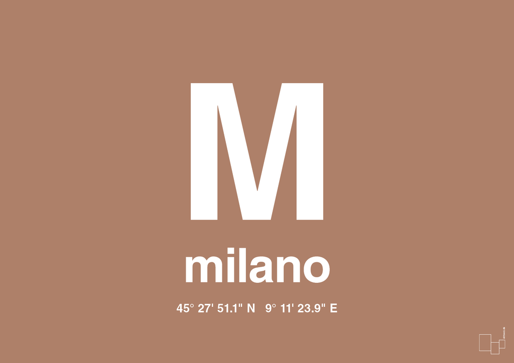 plakat: byplakat milano med koordinater - cider spice-Byer-A1two3