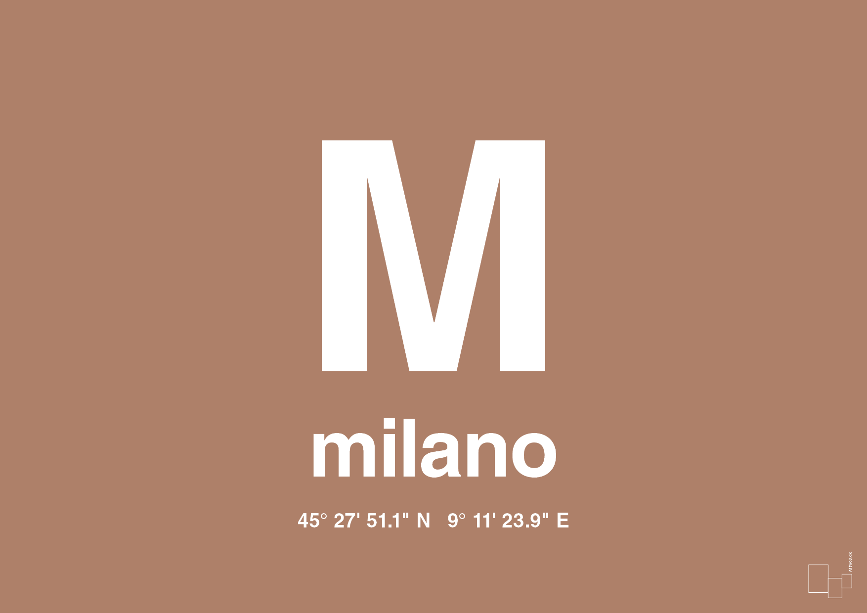 plakat: byplakat milano med koordinater - cider spice-Byer-A1two3