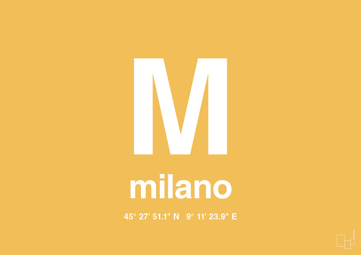 plakat: byplakat milano med koordinater - honeycomb-Byer-A1two3