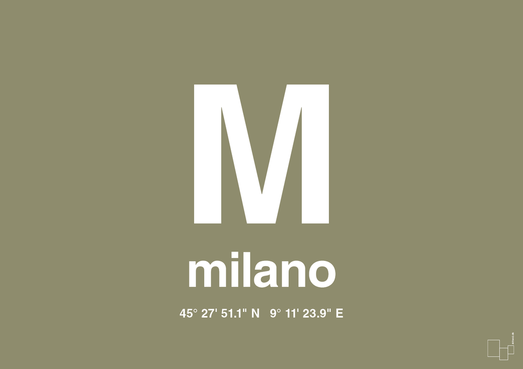 plakat: byplakat milano med koordinater - misty forrest-Byer-A1two3