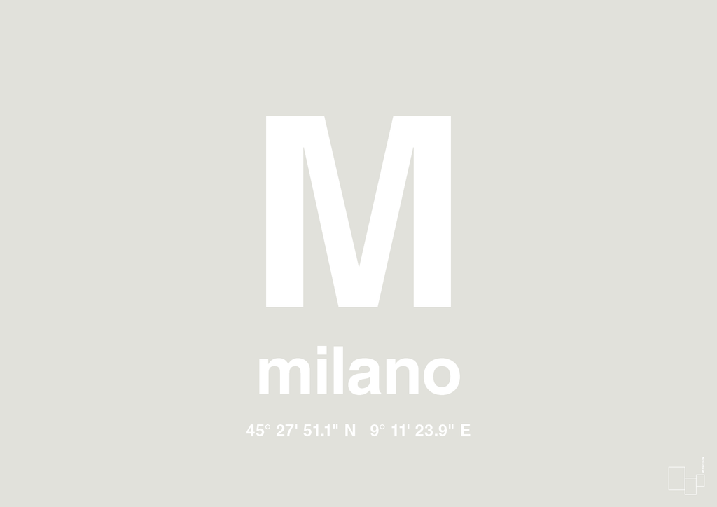 plakat: byplakat milano med koordinater - painters white-Byer-A1two3