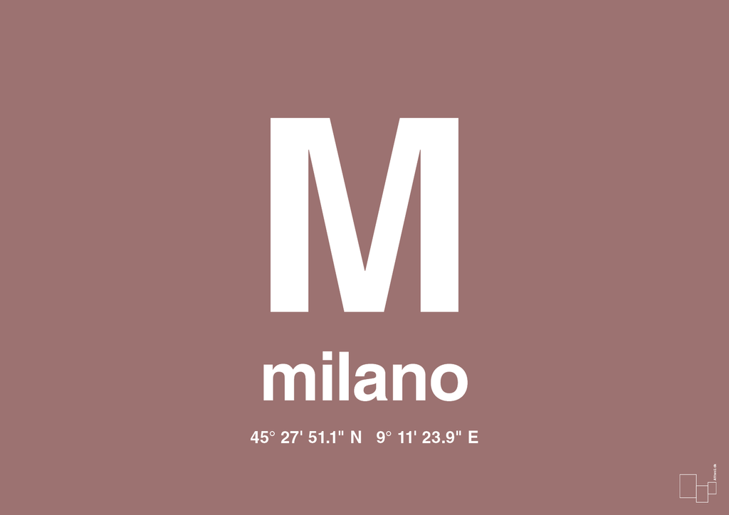 plakat: byplakat milano med koordinater - plum-Byer-A1two3
